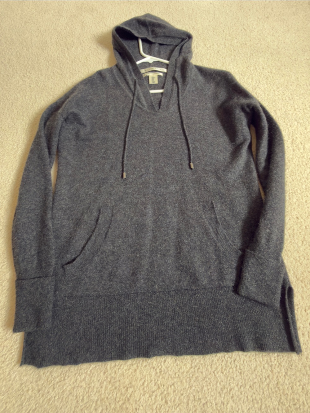 Max Studio 2-ply Cashmere Women’s Gray Hooded Sweater Pullover